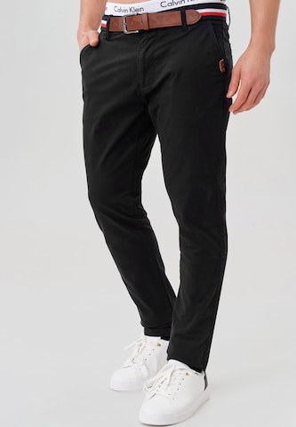 INDICODE JEANS Regular Chino Pants 'Cherry' in Black: front