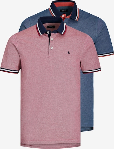 JACK & JONES Poloshirt 'Paulos' in navy / dunkelblau / dunkelorange / pastellrot / weiß, Produktansicht