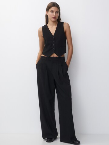 Wide Leg Pantalon à pince Pull&Bear en noir