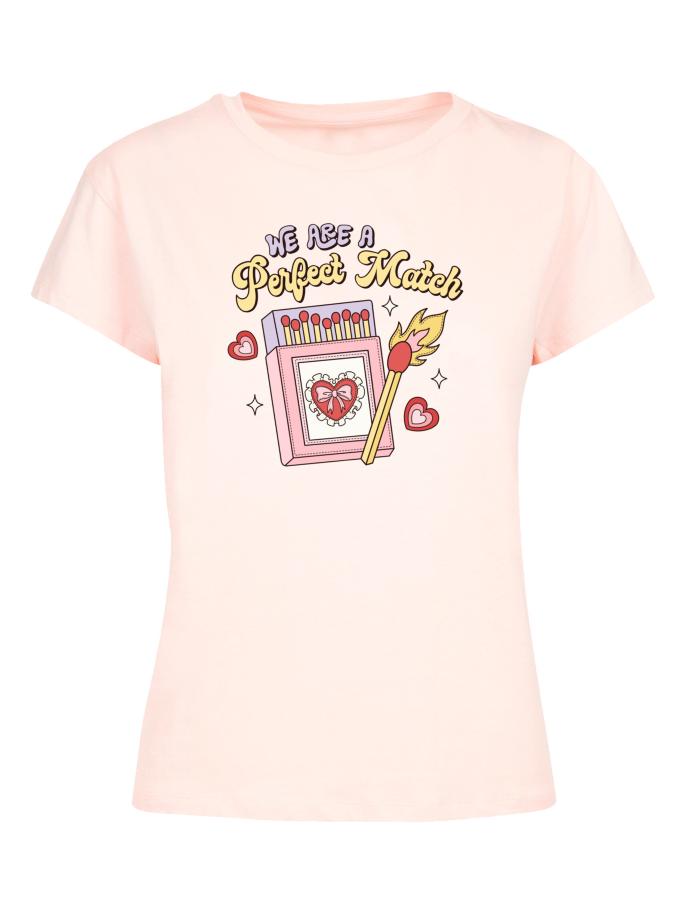 T-shirt 'We Are A Perfect Match Love' F4NT4STIC en rose : devant