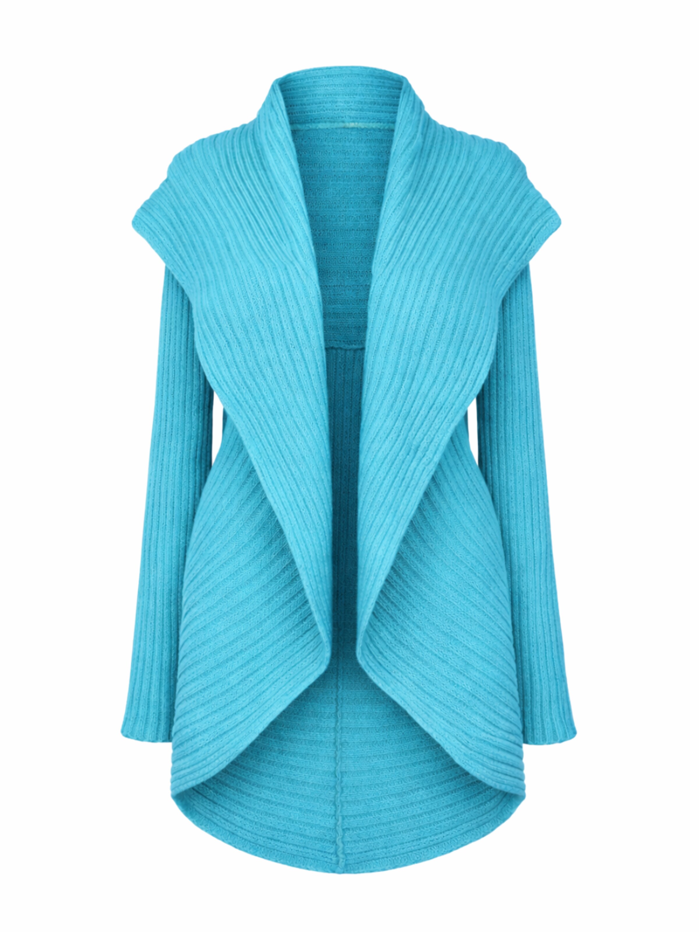 Süel knitwear - Cárdigan 'Round ribbed' en azul: frente