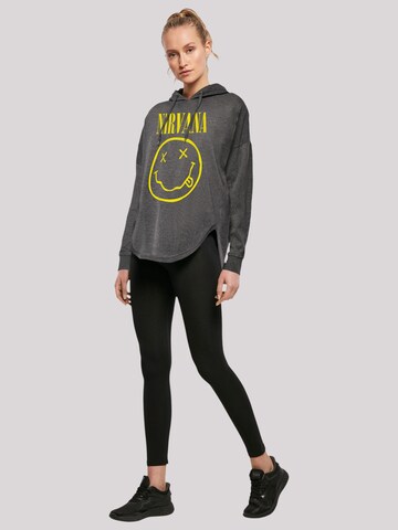 Sweat-shirt 'Nirvana Rock Band Yellow Happy Face' F4NT4STIC en gris