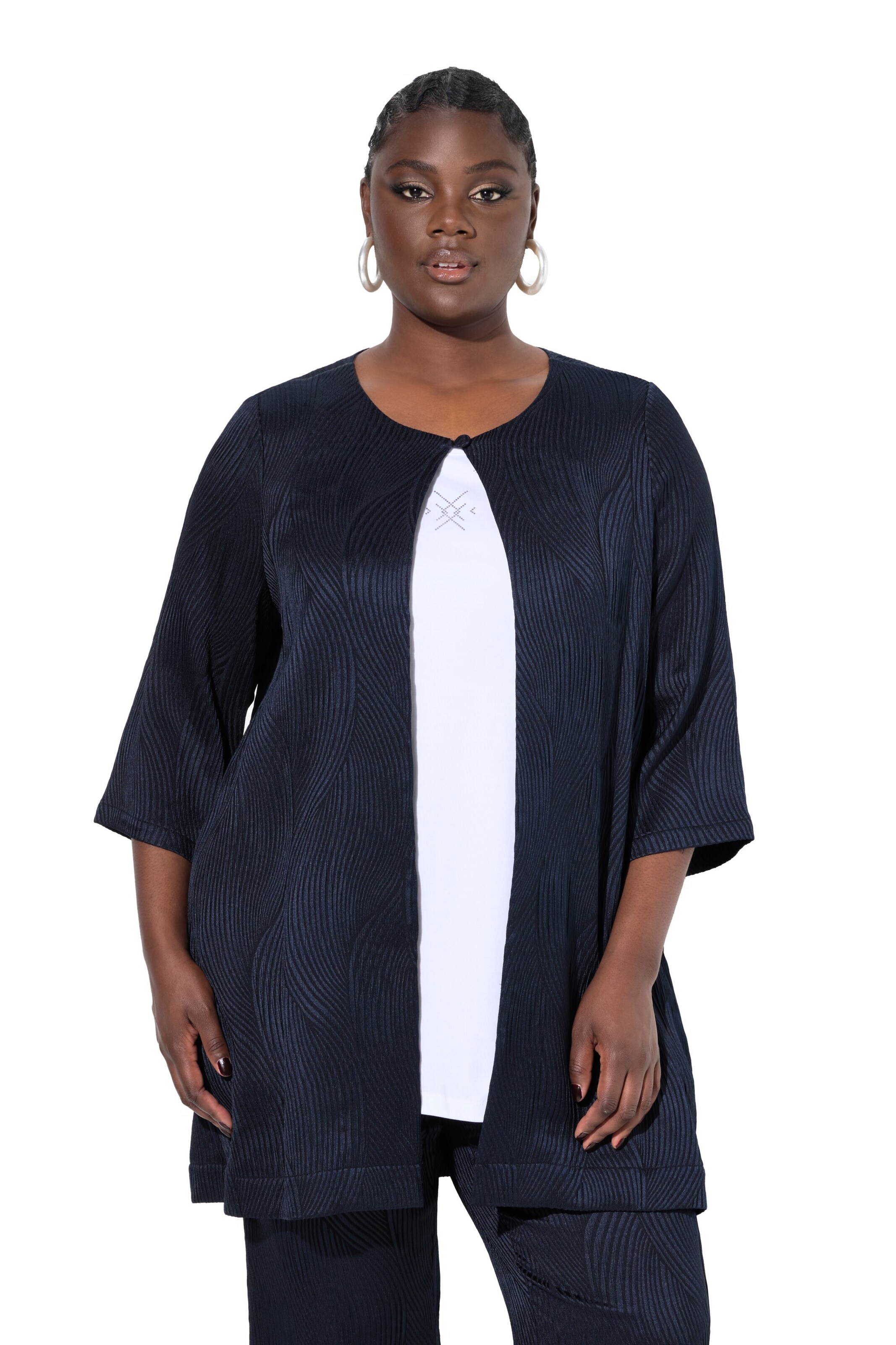 Ulla Popken Tussenjas in Blauw: voorkant