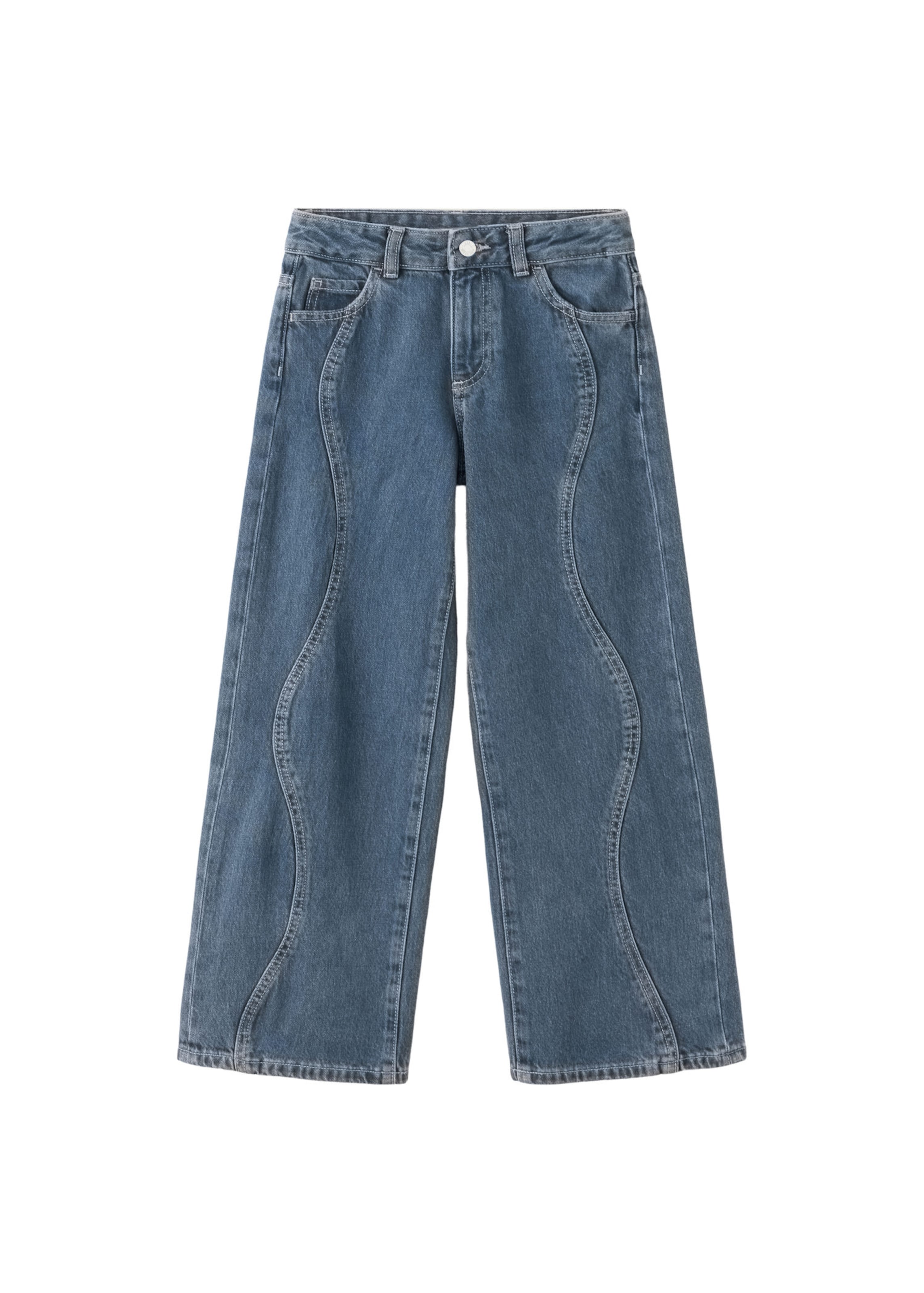 Wide leg Jeans 'ROSALIA' de la MANGO KIDS pe albastru: față