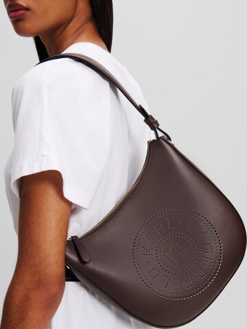 Sac bandoulière 'Circle Perforated Moon' Karl Lagerfeld en marron
