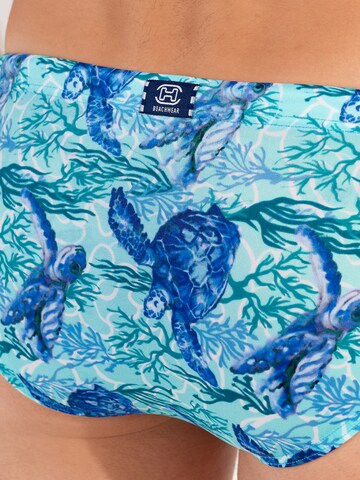 HOM Badehose ' Swim Micro Briefs Tartane ' in Blau