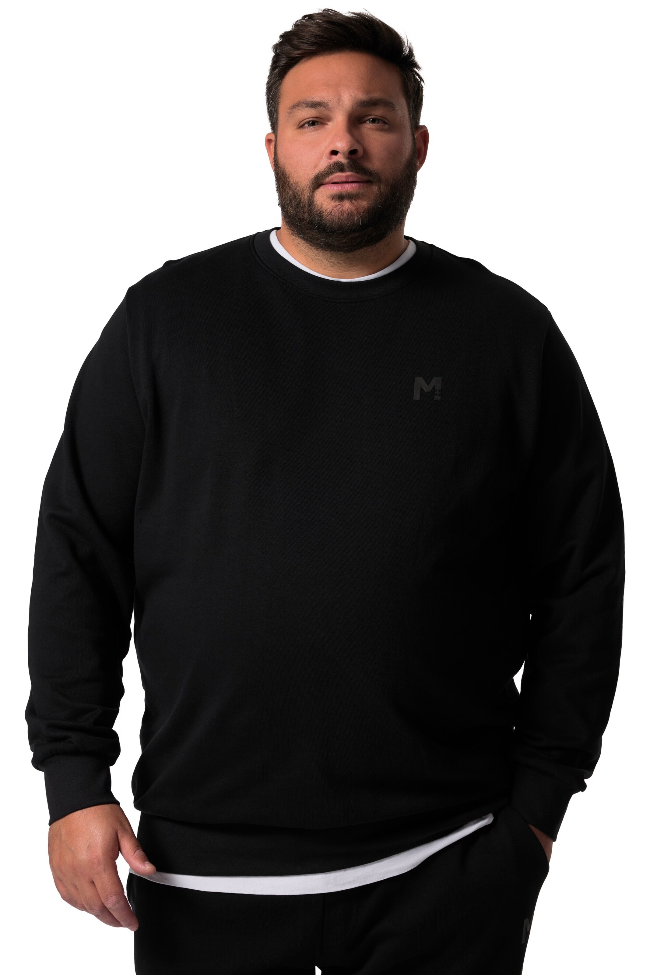 Men Plus Sweatshirt in Zwart: voorkant