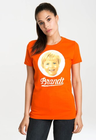 LOGOSHIRT Shirt 'Brandt Zwieback 70's' in Oranje: voorkant