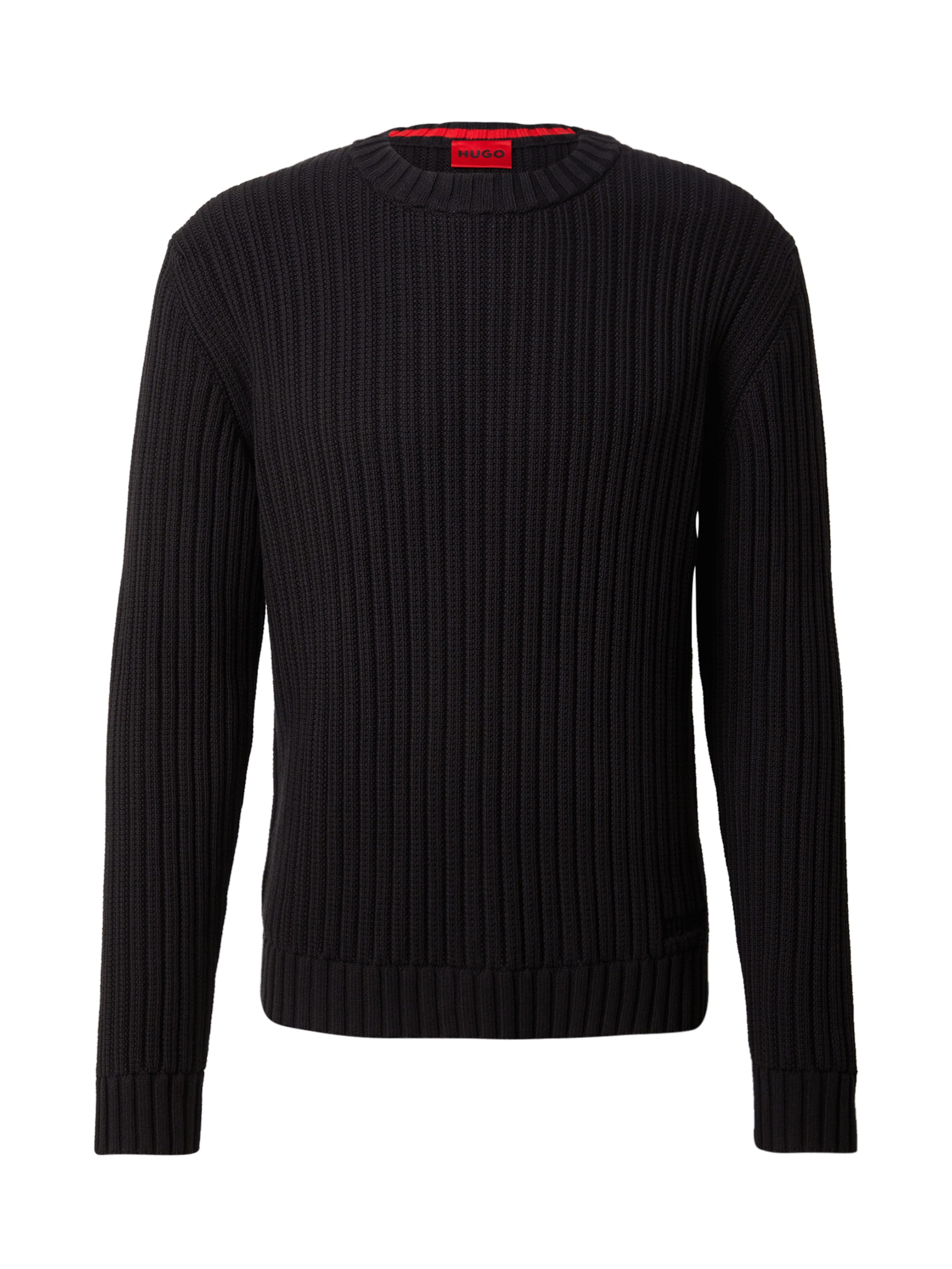HUGO Πουλόβερ 'Sribben' σε μαύρο: μπροστά
