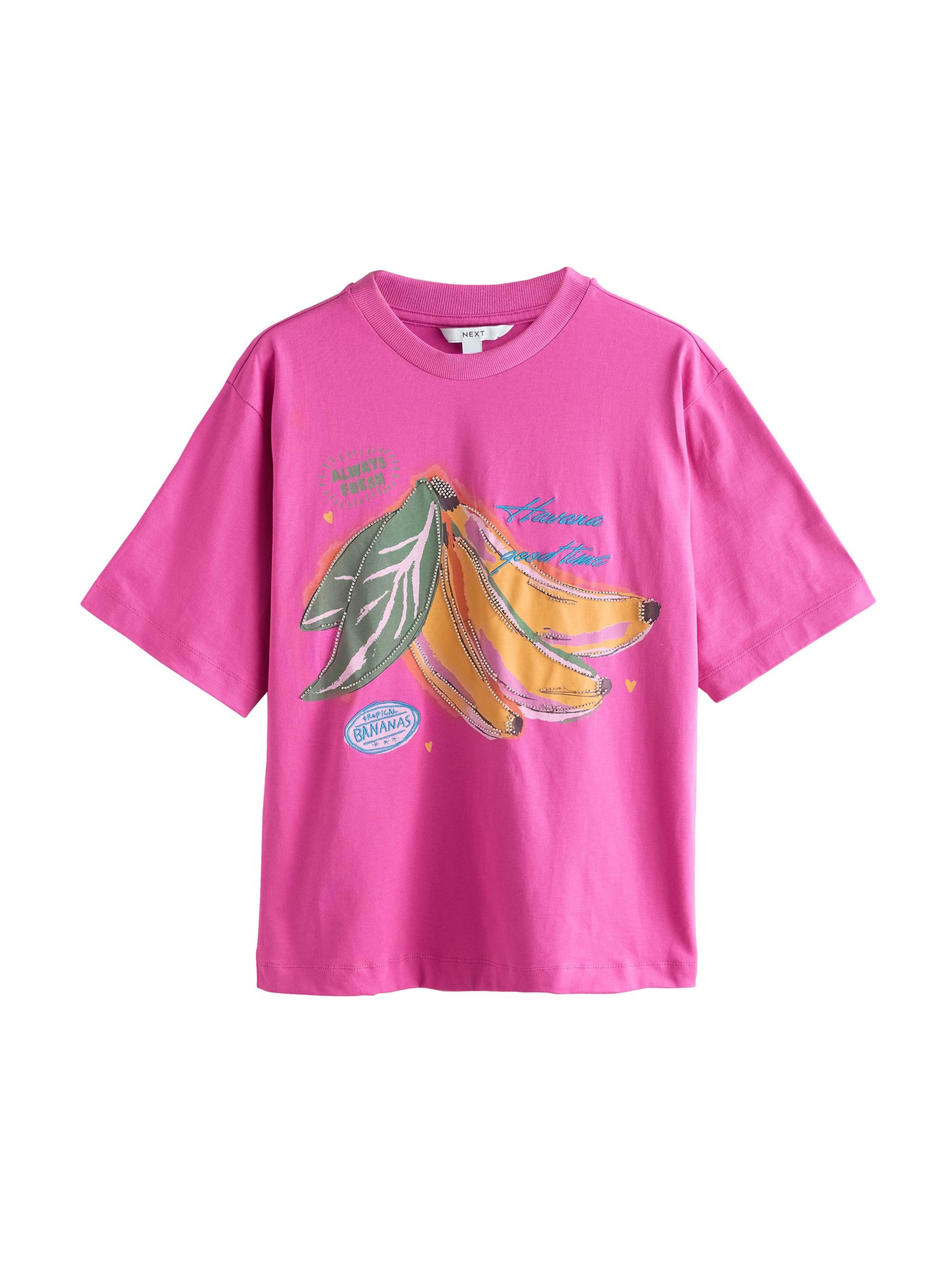 Next Тениска 'Beaded Banana' в розово: отпред