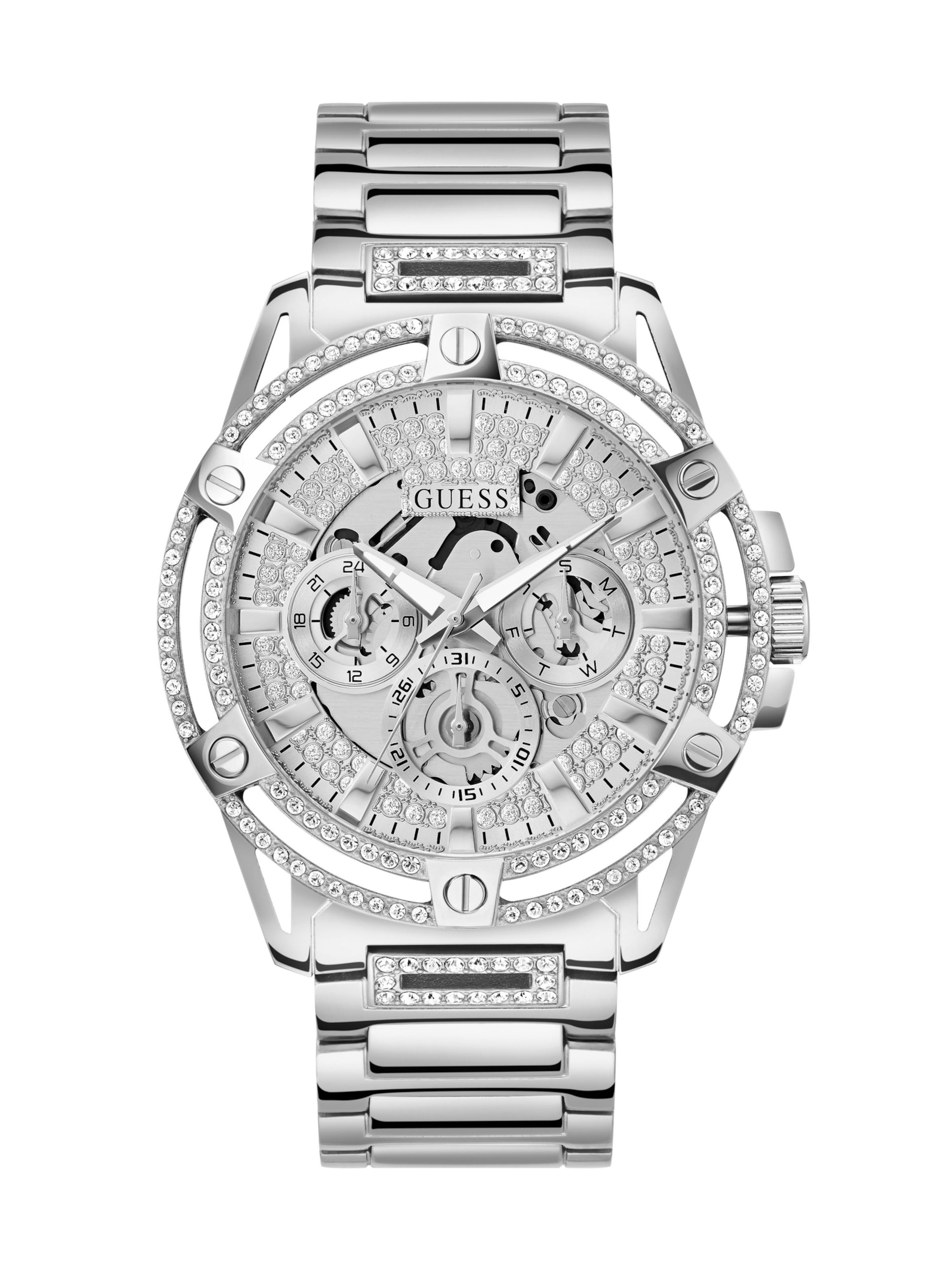 GUESS Analog Watch 'KING' in Silver: front