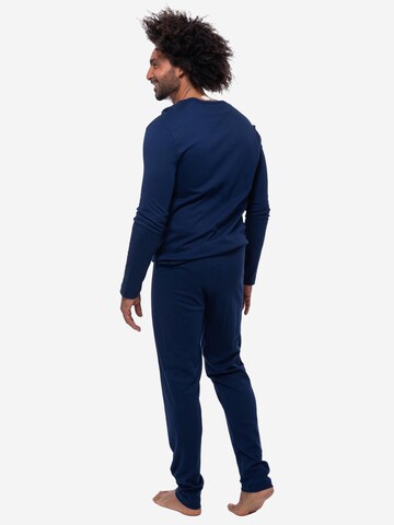 Mey Long Pajamas 'Solid Night' in Blue