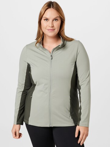 Esprit Sport Curvy Athletic Zip-Up Hoodie in Green: front