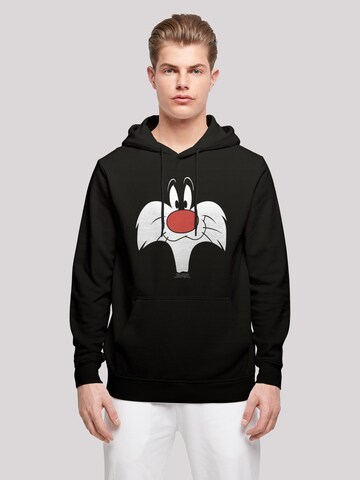 F4NT4STIC Sweatshirt 'Looney Tunes Sylvester Big Face' in Zwart: voorkant