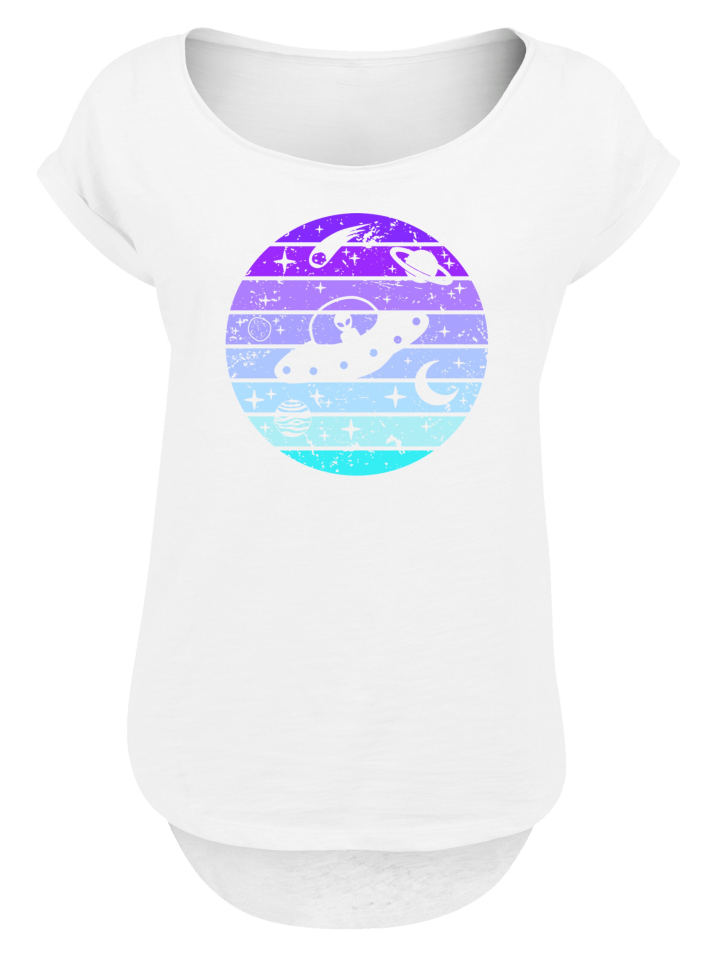 F4NT4STIC Shirt 'Retro Alien Weltraum Sonnenuntergang' in White: front