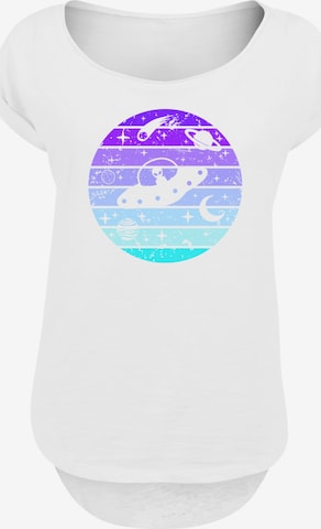 F4NT4STIC Shirt 'Retro Alien Weltraum Sonnenuntergang' in White: front