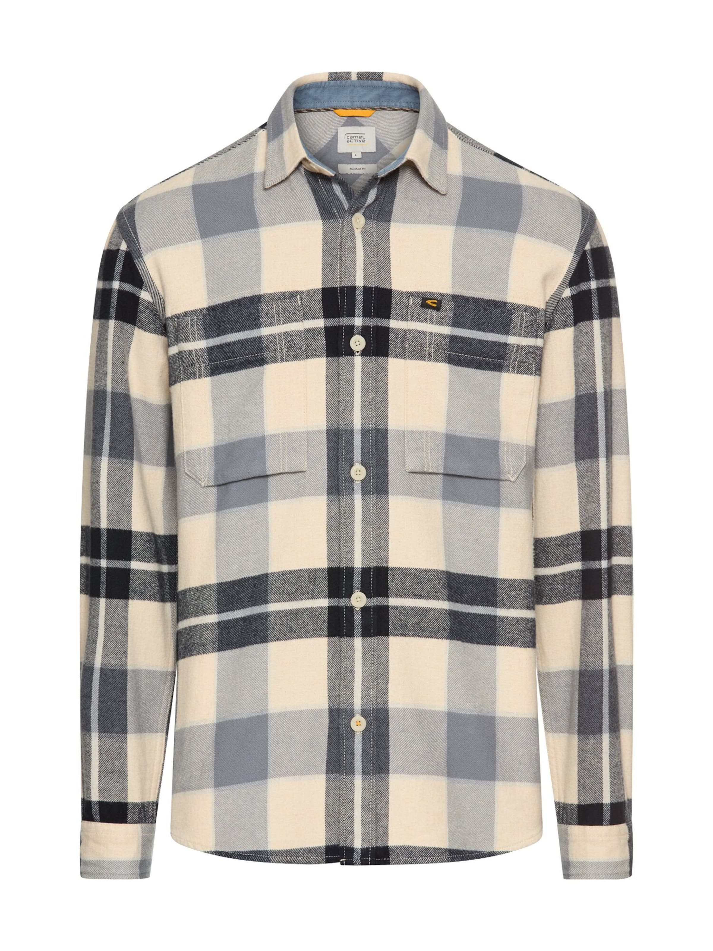 CAMEL ACTIVE Hemd in beige / navy / rauchblau, Produktansicht