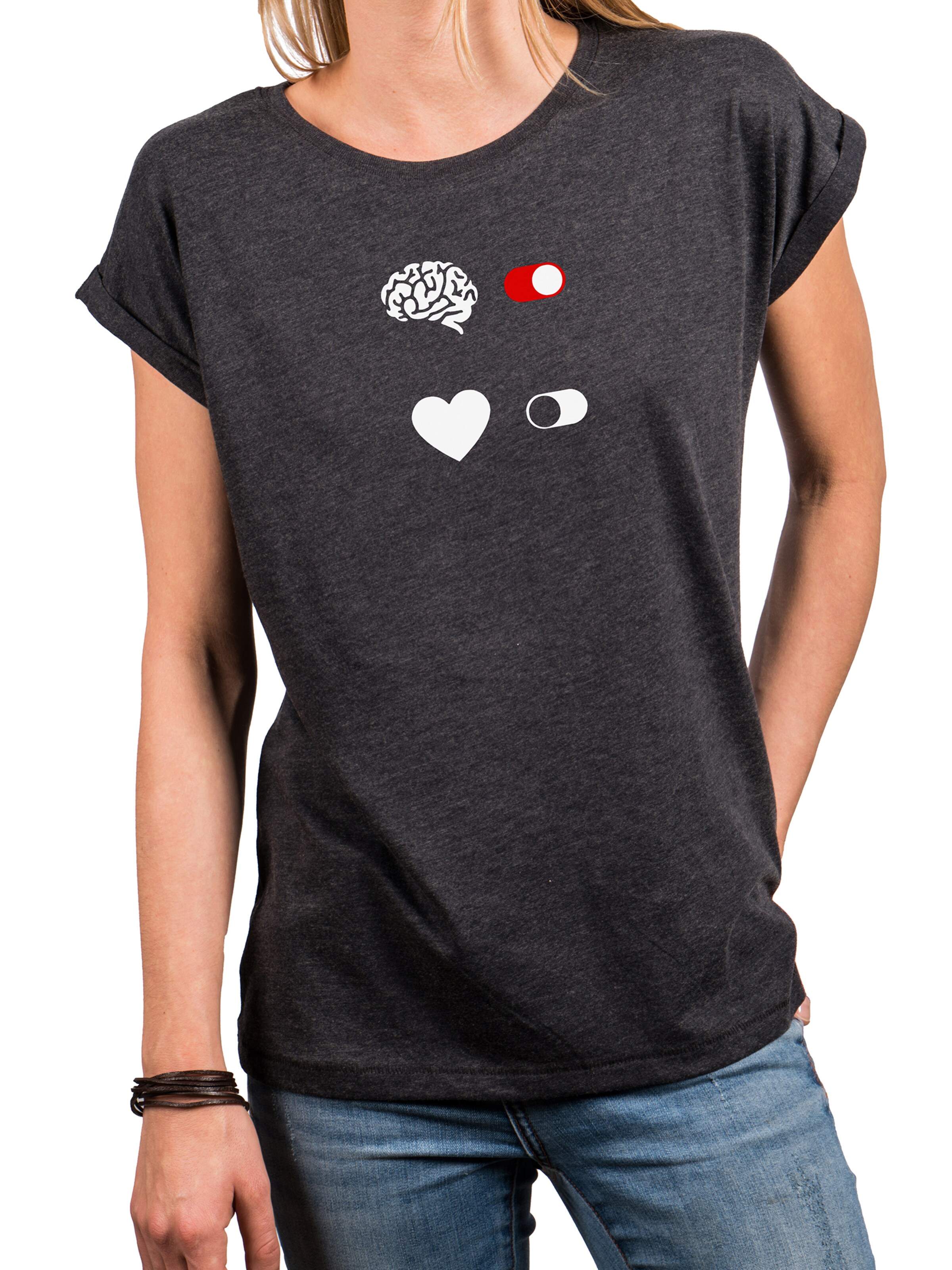 MAKAYA Shirt 'BrainOn' in Grey