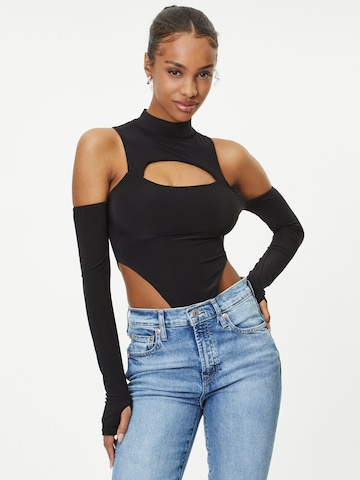 Misspap Shirt Bodysuit in Black: front