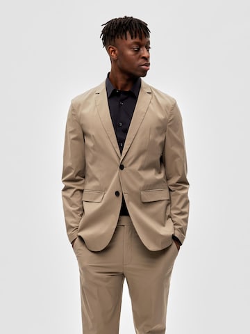 Coupe slim Veste de costume 'Fremont' SELECTED HOMME en beige : devant