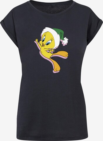 ABSOLUTE CULT Shirt 'Looney Tunes - Tweety Christmas Hat' in Blauw: voorkant