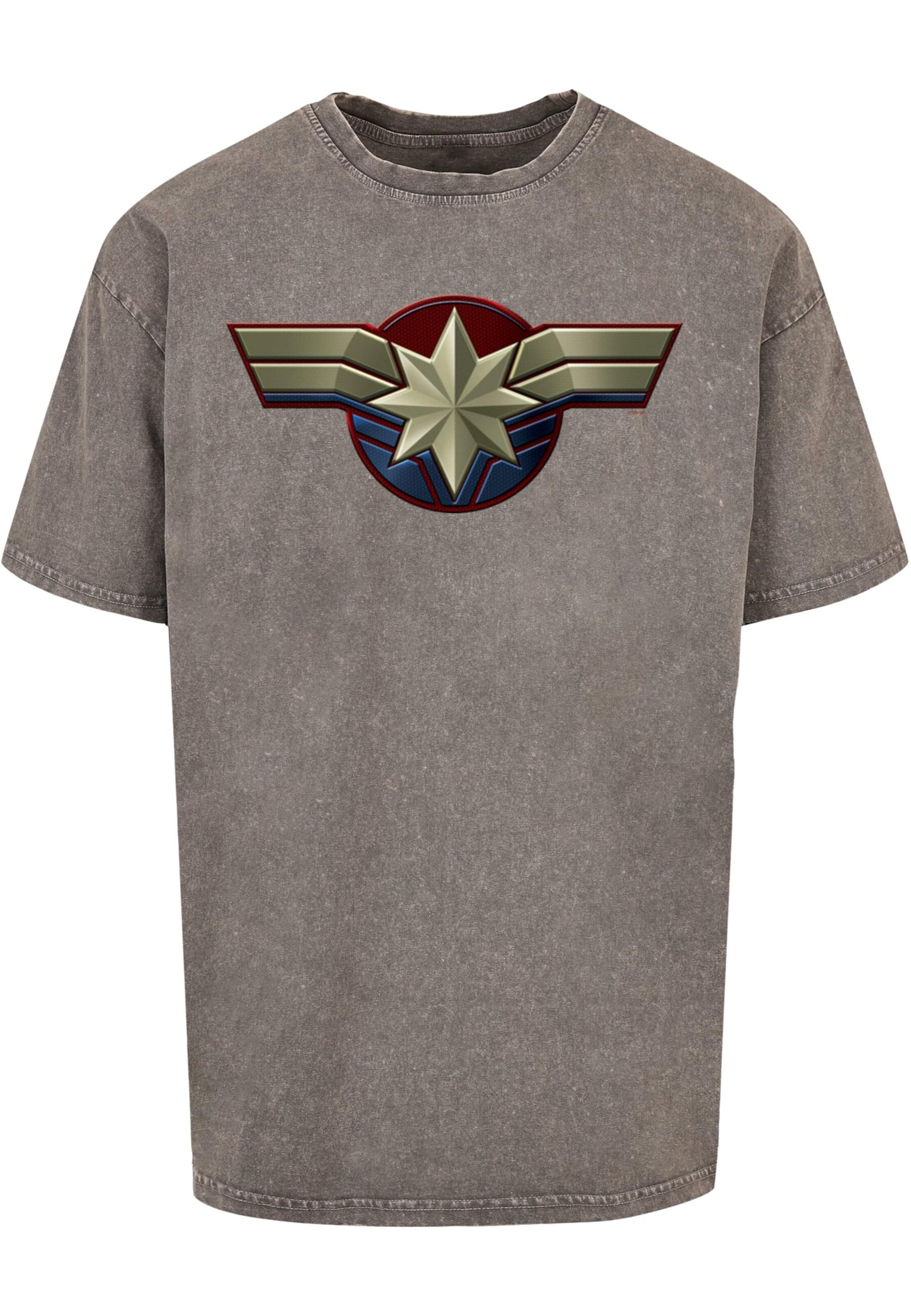 ABSOLUTE CULT Shirt 'Captain Marvel - Chest Emblem' in Grey: front