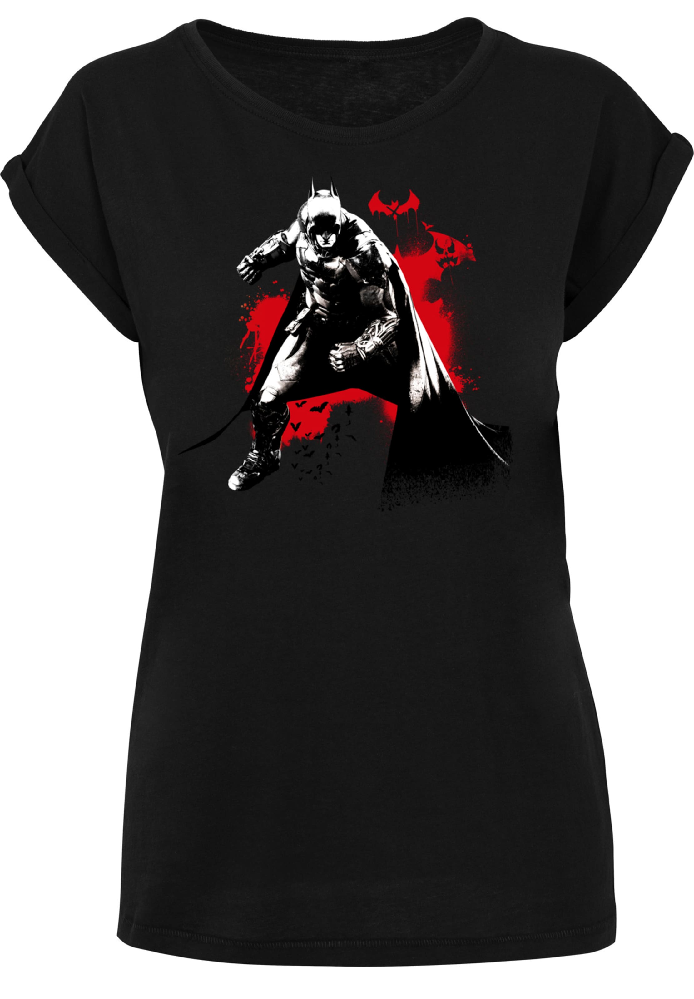F4NT4STIC Shirt 'DC Comics Batman Arkham Knight From Dark' in Zwart: voorkant