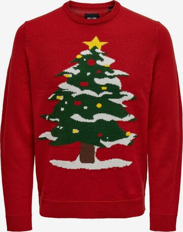 Only & Sons Sweater 'Xmas' in Red: front