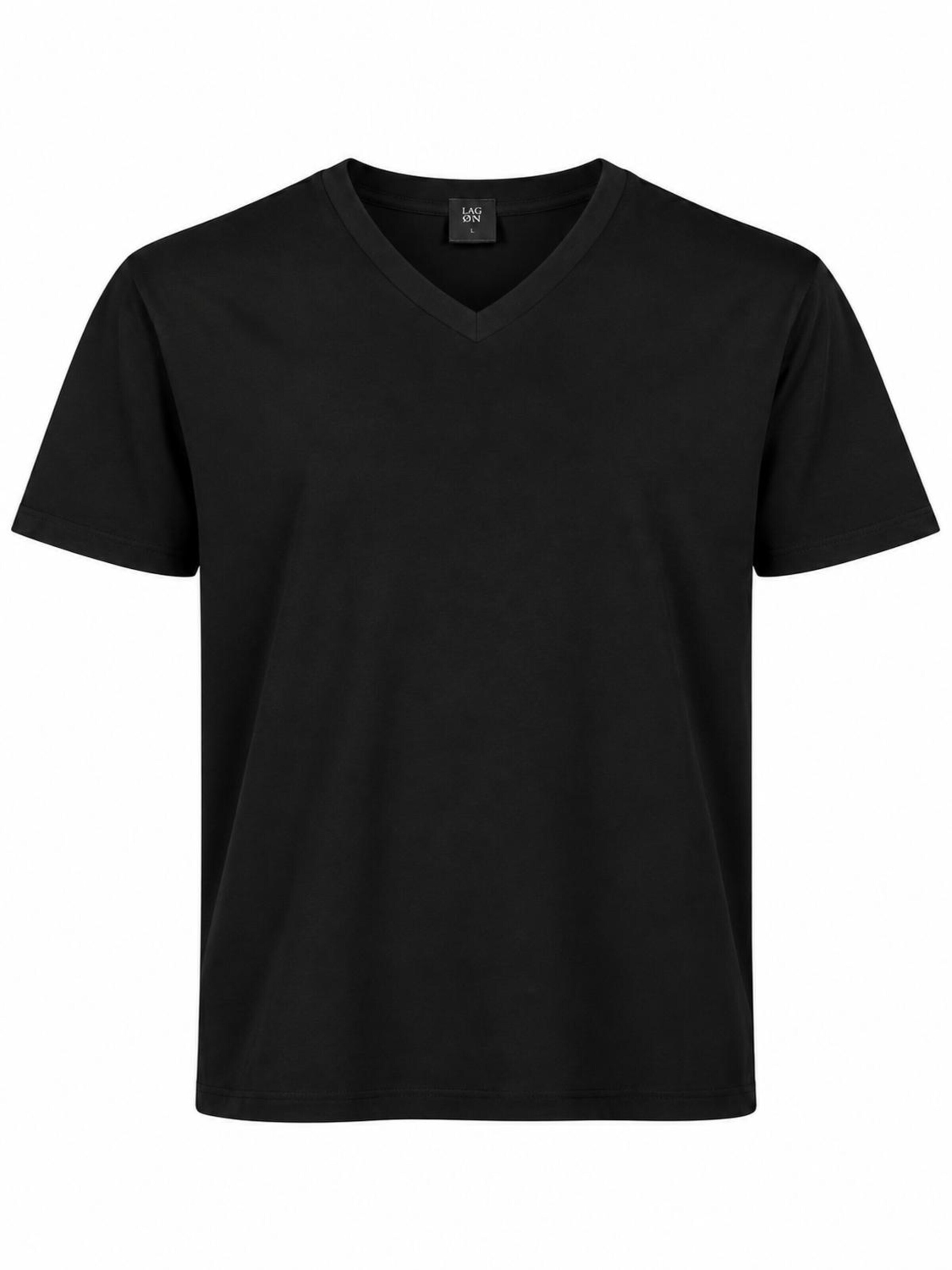 LAGØN Shirt 'LAGØN Pima V-Neck' in Black: front