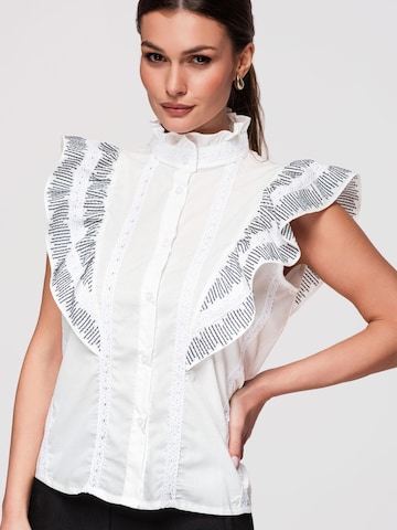 Ombre Blouse in Wit: voorkant