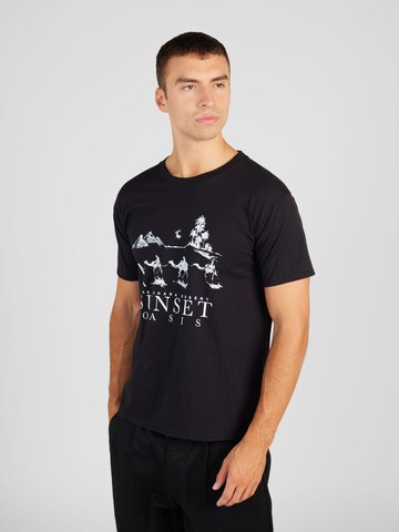 BURTON MENSWEAR LONDON T-Shirt 'Sunset Oasis' in Schwarz: predná strana