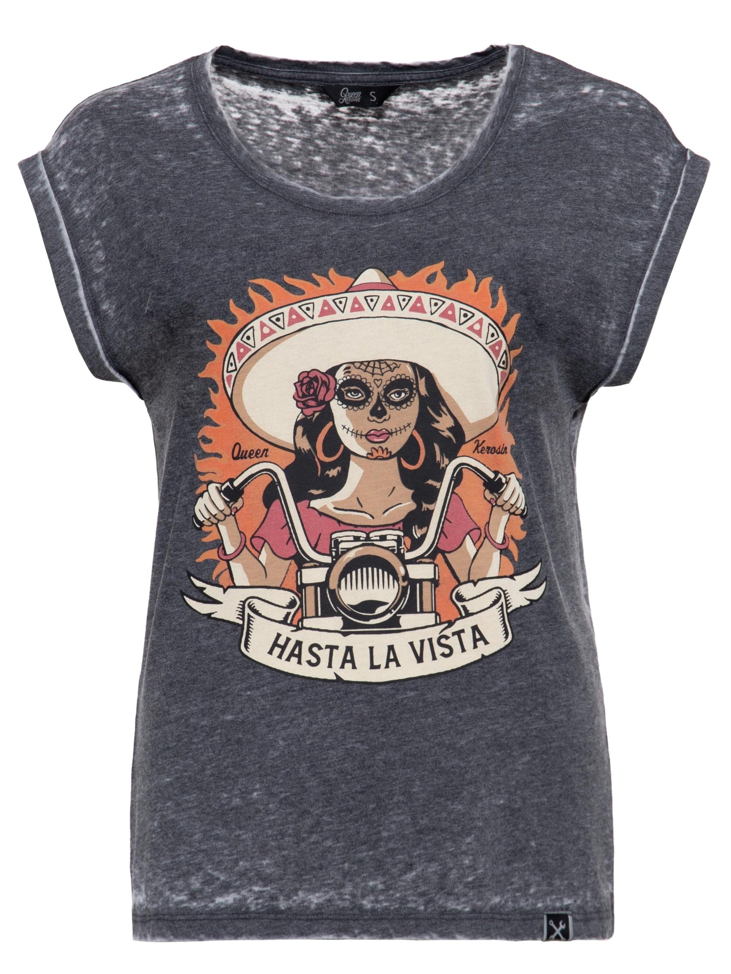 Queen Kerosin Shirt 'Hasta La Vista' in Grau: Vorderseite