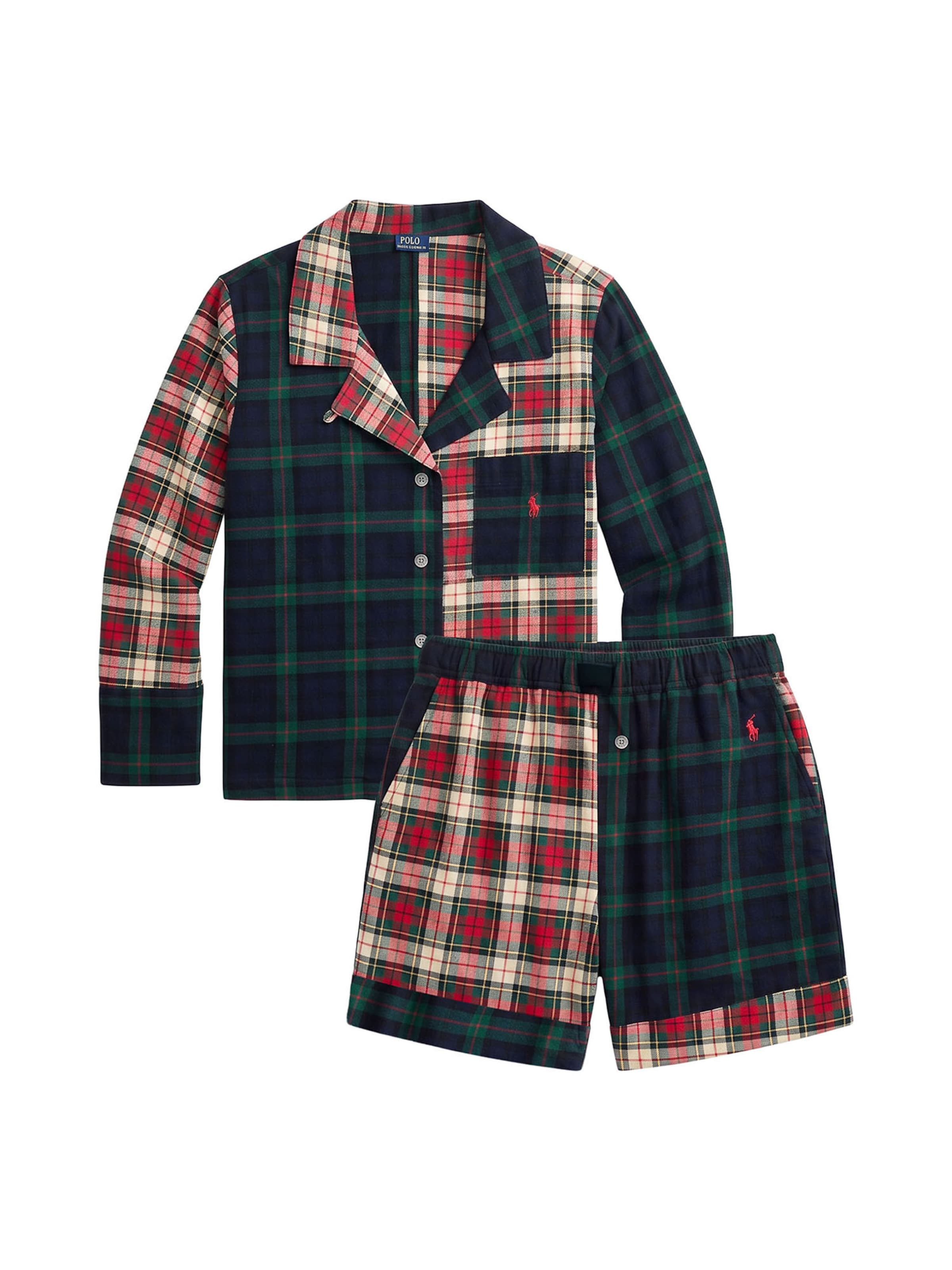 Polo Ralph Lauren Pyjama ' Crop & Boxer - Cozy Flannel ' in Gemengde kleuren: voorkant