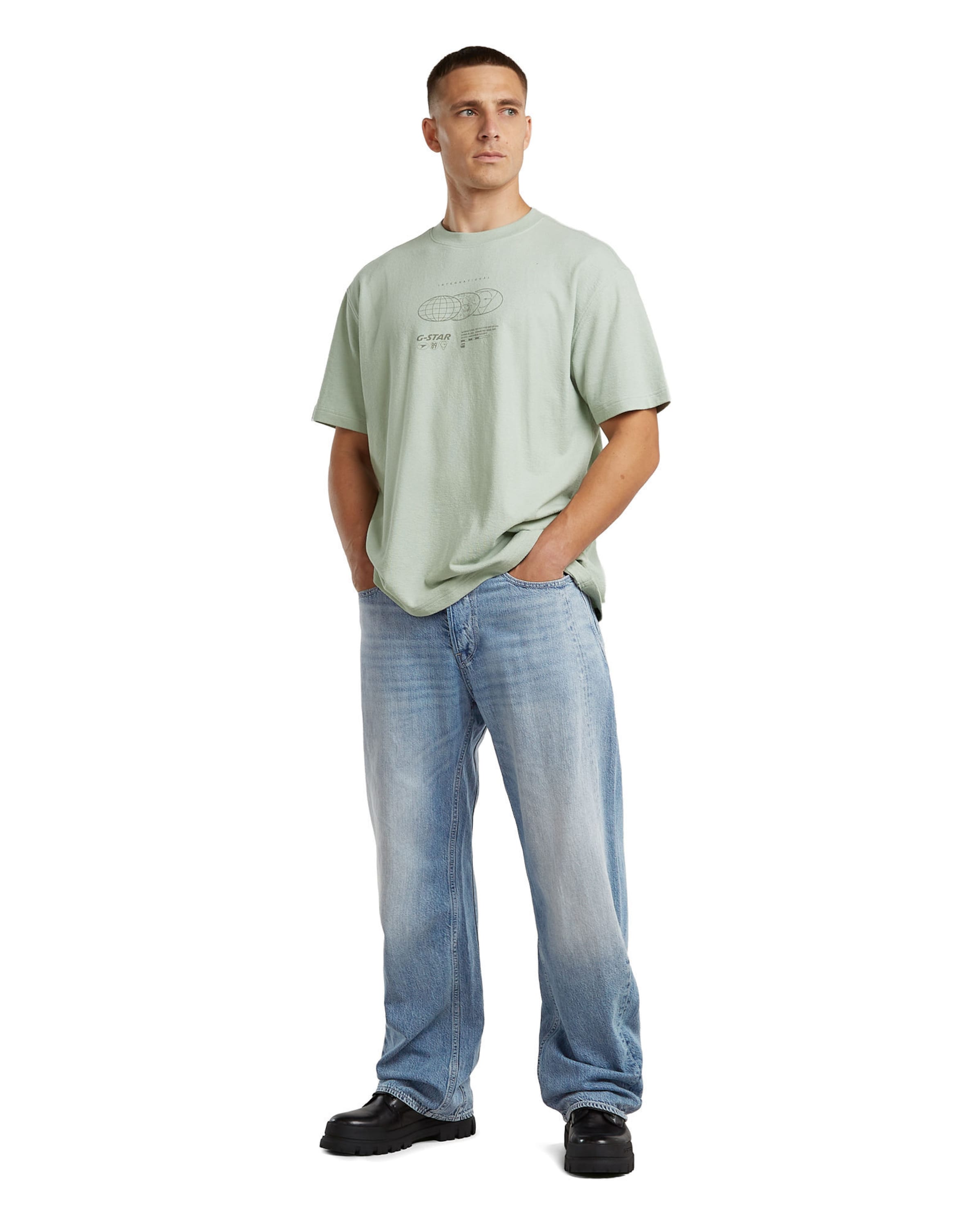 G-STAR T-Shirt - 'Globes Relaxed T-Shirt' in Grün