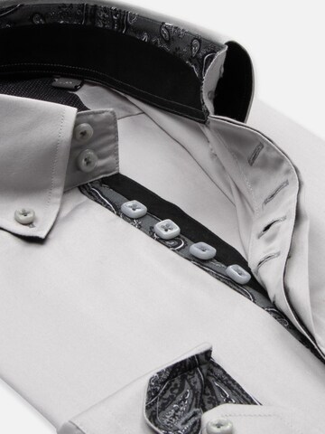 Slim fit Camicia 'Roma Iconic Satin Man Shirt Grey' di 7Camicie in grigio