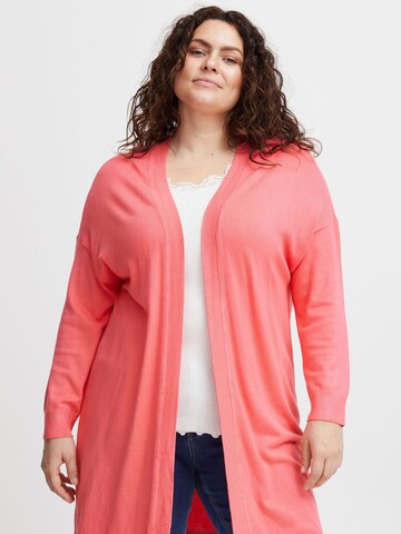 Fransa Curve Gebreid vest ' BLUME ' in Roze: voorkant