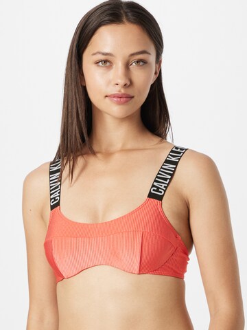 Calvin Klein Swimwear Bralette Bikini Top in Orange: front