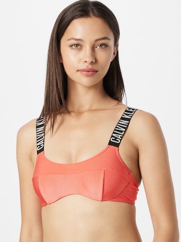 Calvin Klein Swimwear Bralette Bikini Top in Orange: front