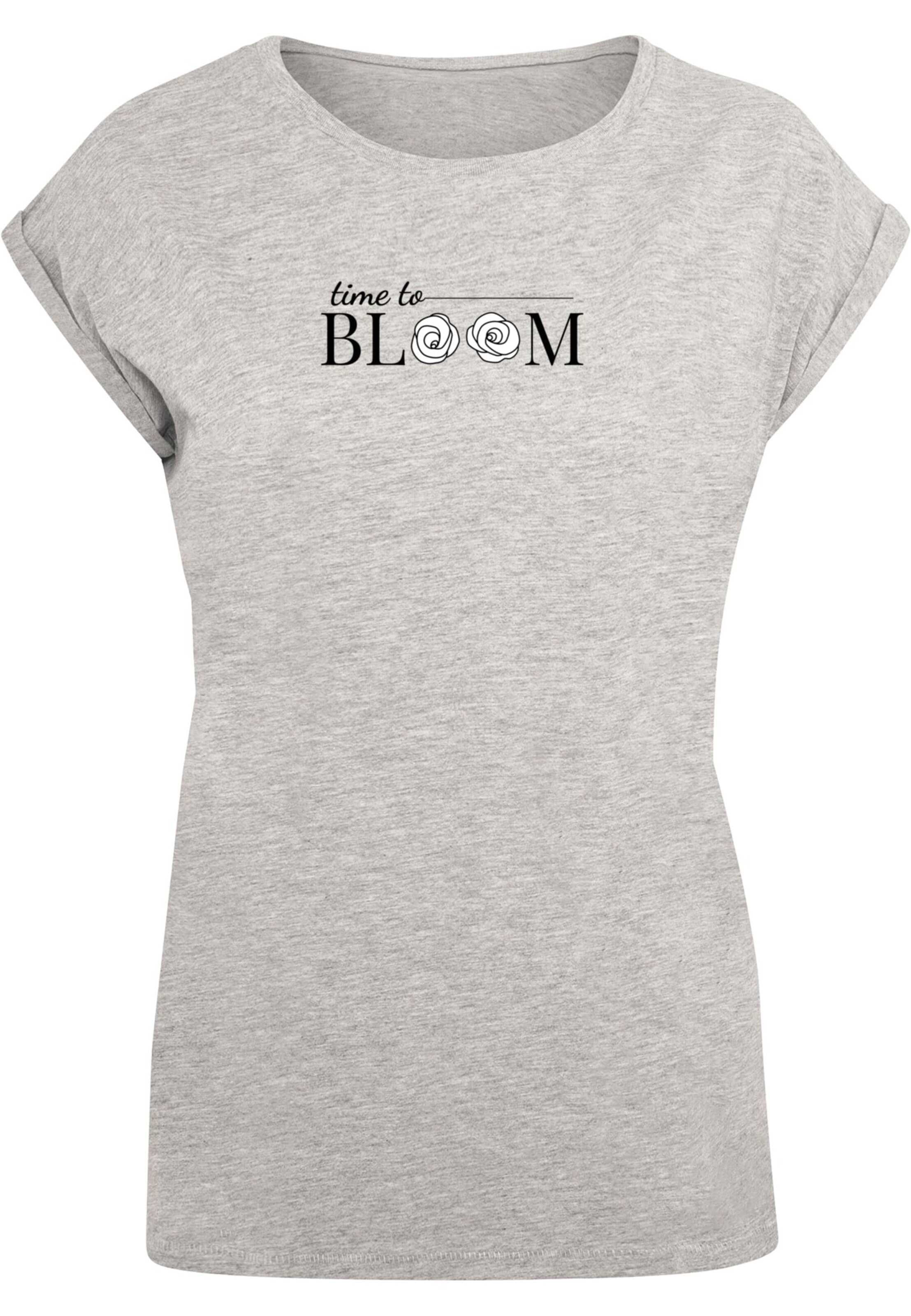 Merchcode T-Shirt 'Time To Bloom' in Grau: Vorderseite