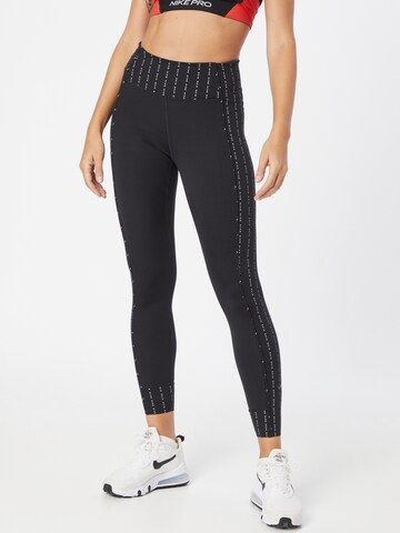 NIKE Skinny Workout Pants in Black: front