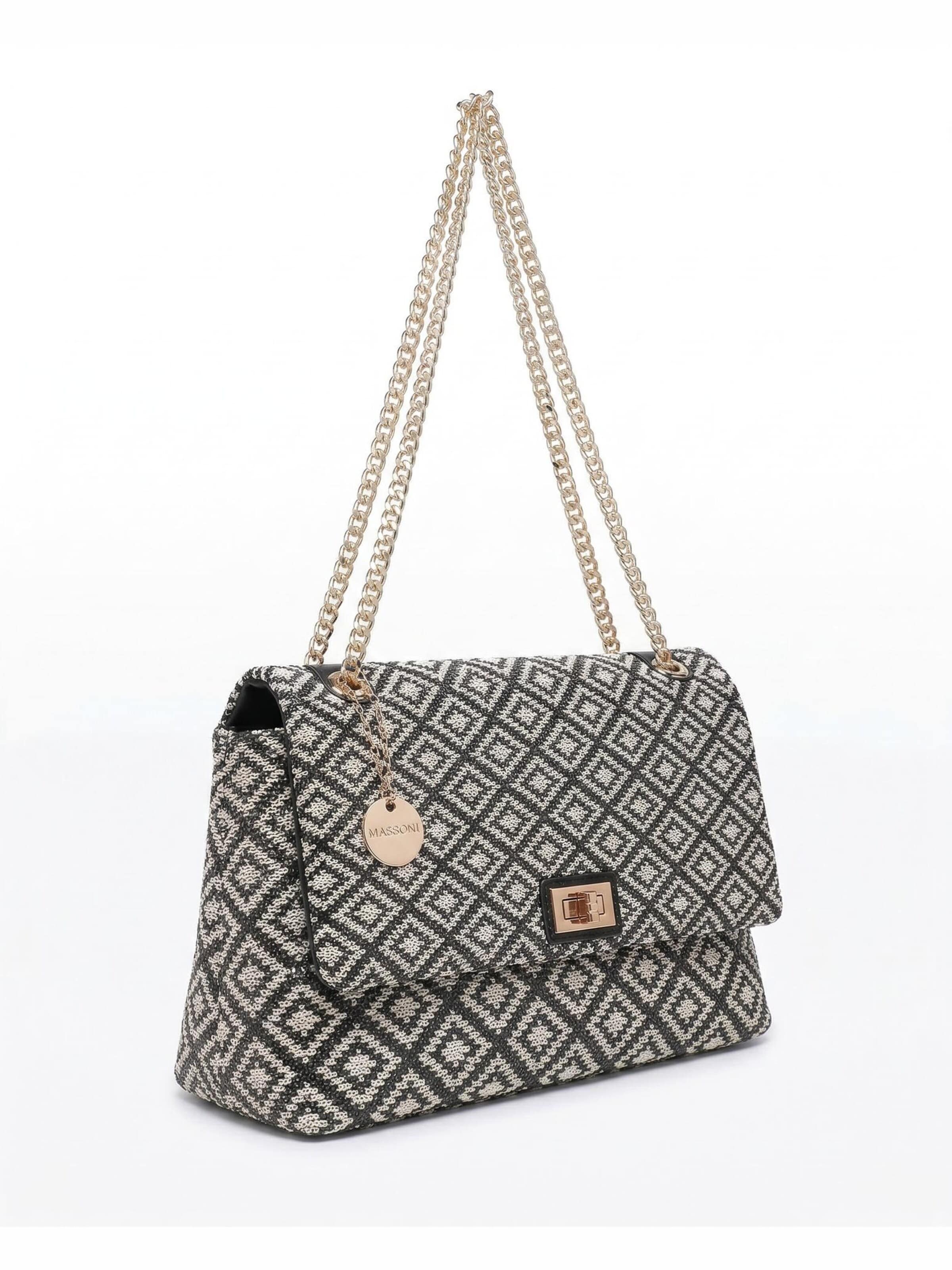 Borsa a spalla 'Borsa a Spalla Donna Amelia Plus - Jacquard Geometrico Poliestere' di Kassandra in nero