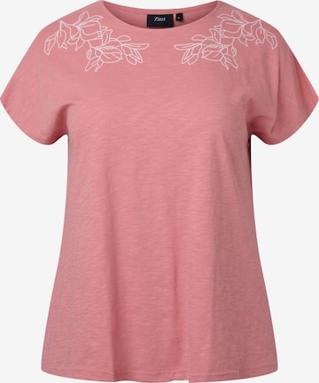 Zizzi Shirt 'Dan' in Pink: front