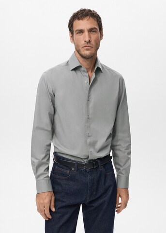 MANGO MAN Slim Fit Hemd 'Bilbao1' in Grau: Vorderseite