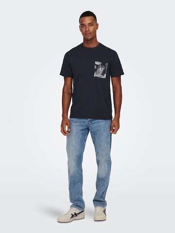 T-Shirt 'Perry' Only & Sons en bleu