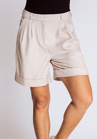 Zhrill Regular Pleated Pants in Beige