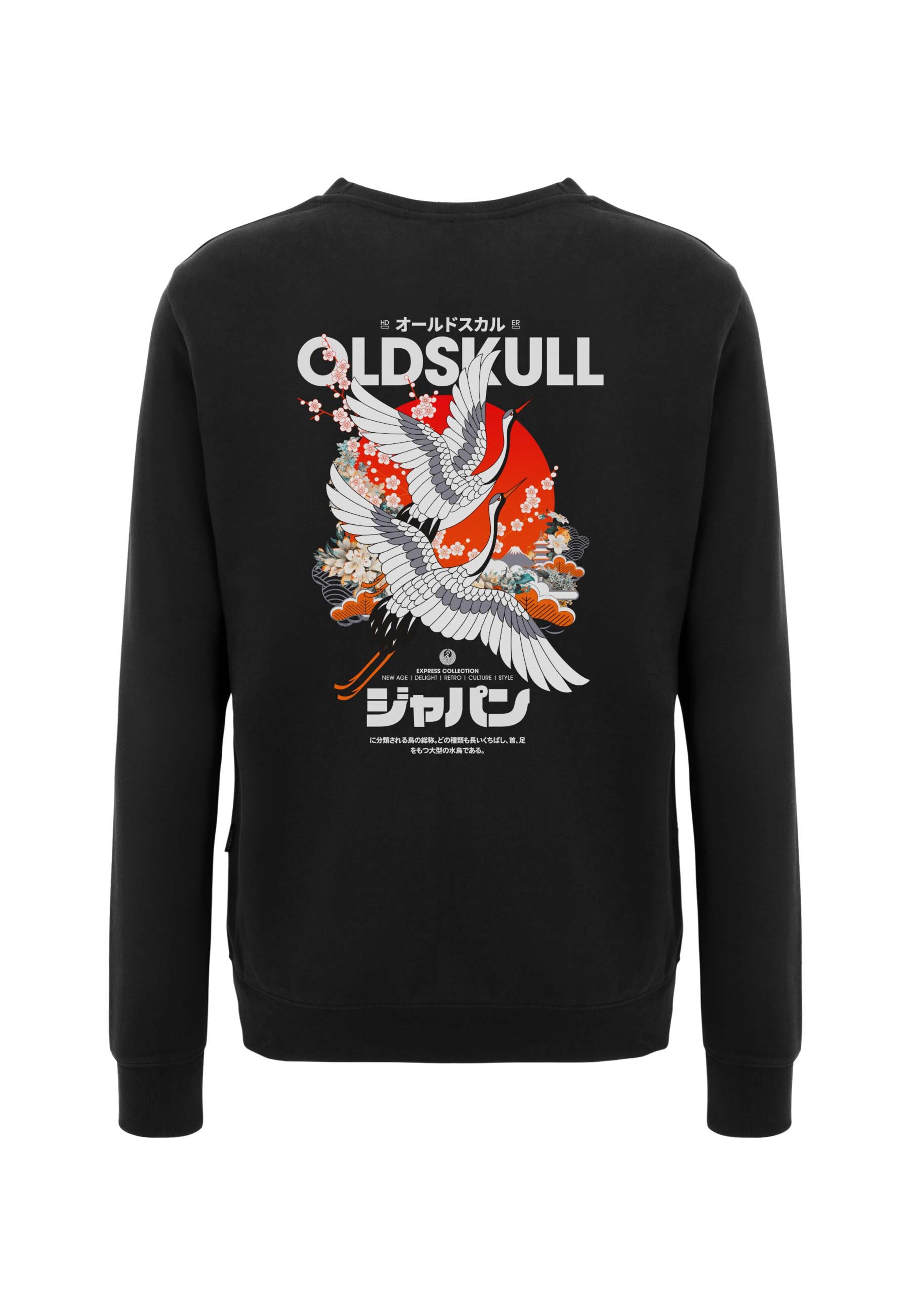 Oldskull Sweatshirt 'Asian Crane Beauty' in Black