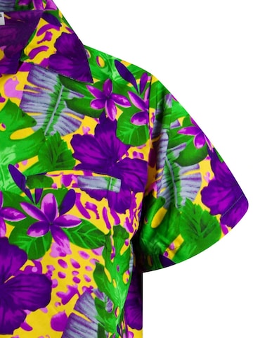 King Kameha Shirt 'Green Purple Flower' in Oranje