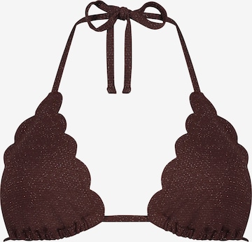 Hunkemöller Triangle Bikini Top 'Lurex' in Brown: front