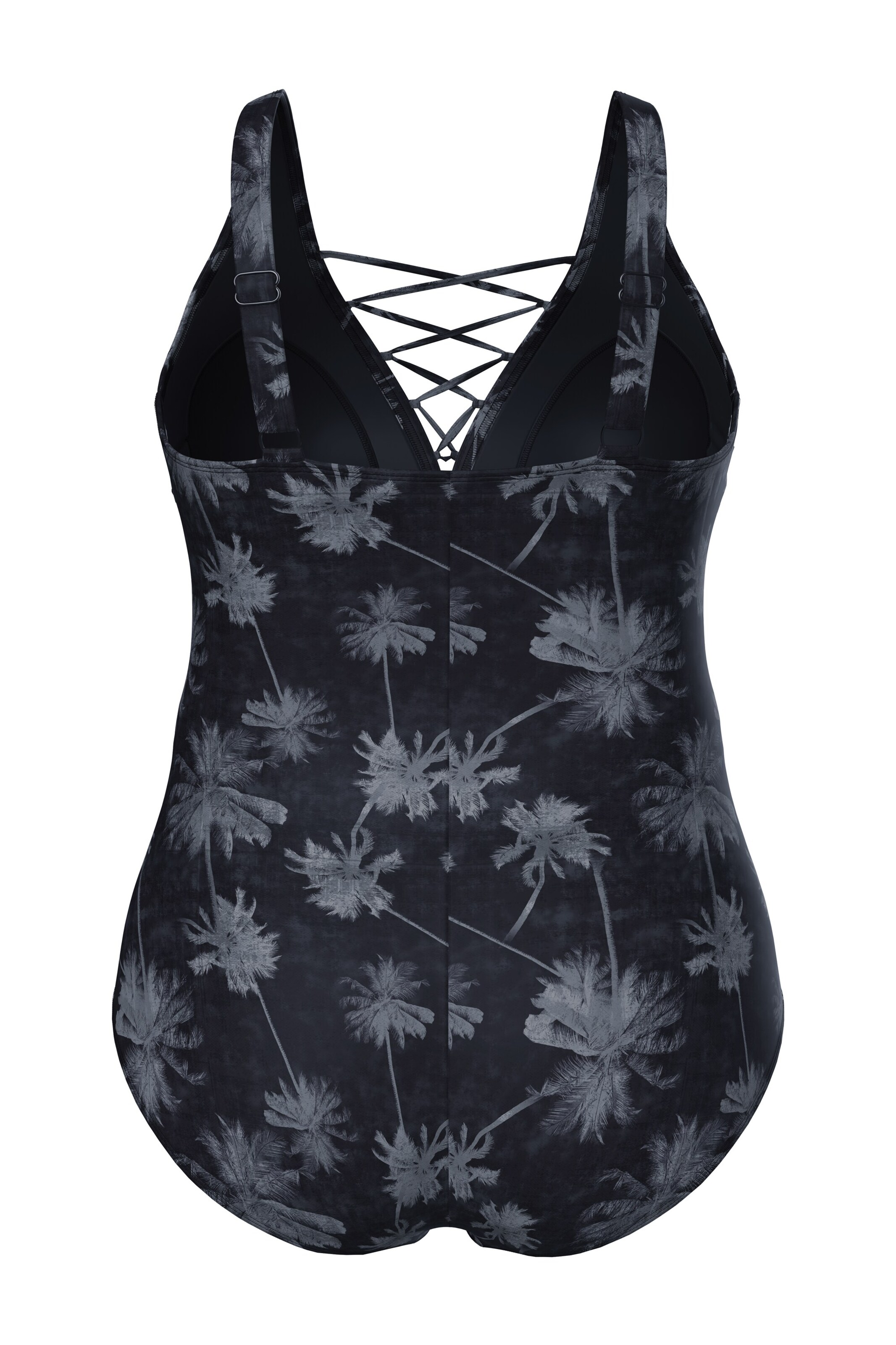 Ulla Popken Triangel Badeanzug in Schwarz