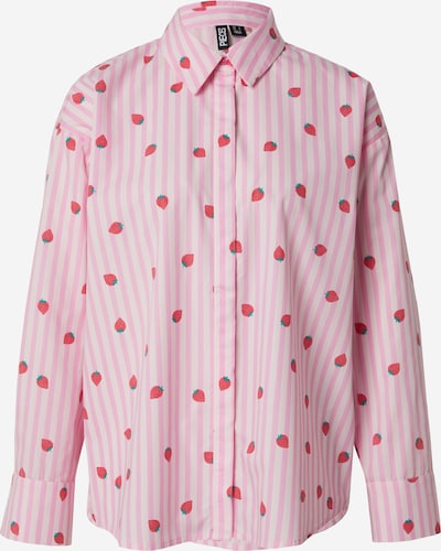 PIECES Bluse 'BERRY' in smaragd / rosa / blutrot / weiß, Produktansicht